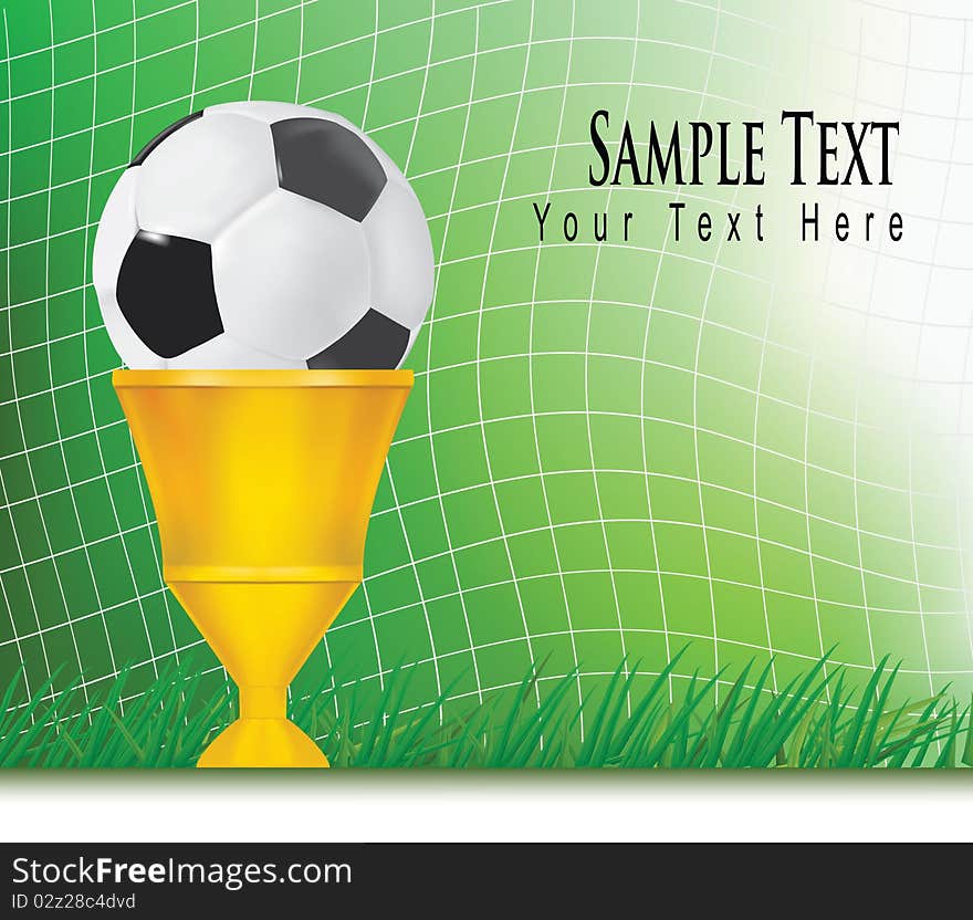 Football background with champion cup. Vector.