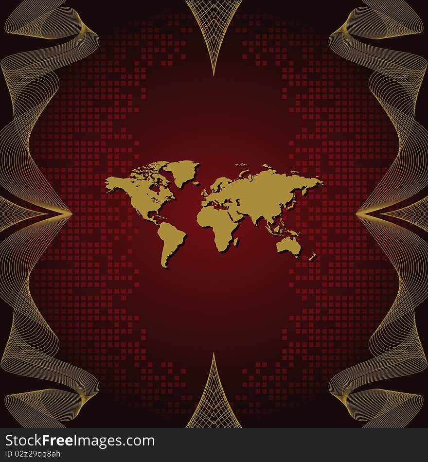 Map of the world on the abstract background