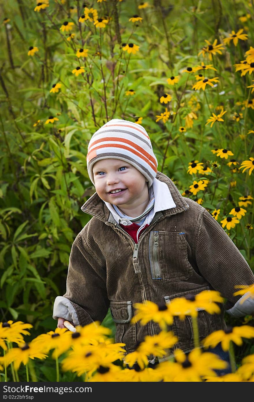 Toddler in garden