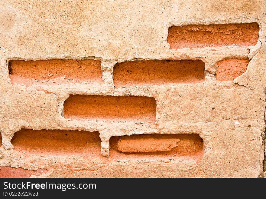 Cracked brick wall