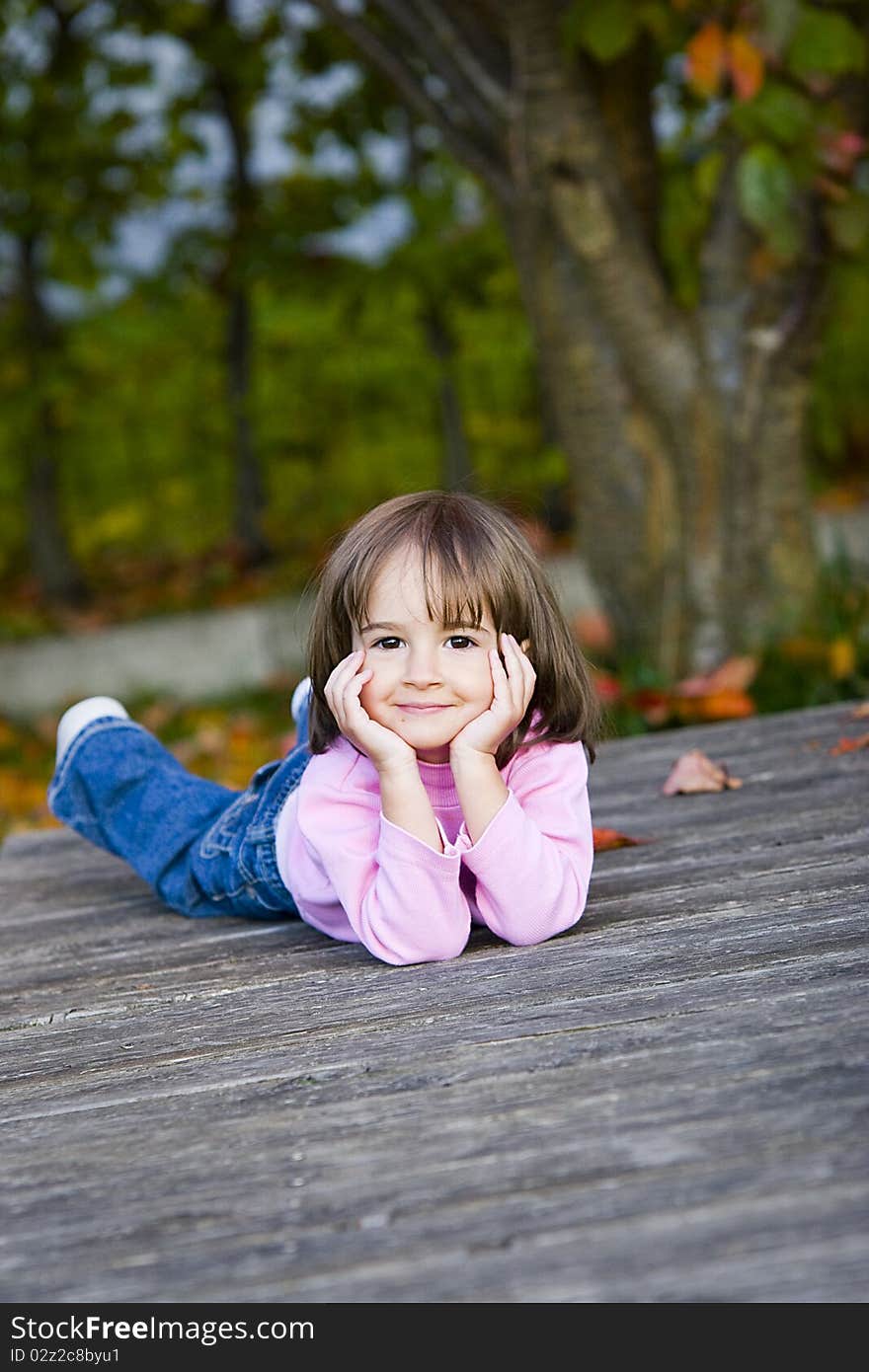 Portrait of a little girl in the autumn park. Portrait of a little girl in the autumn park