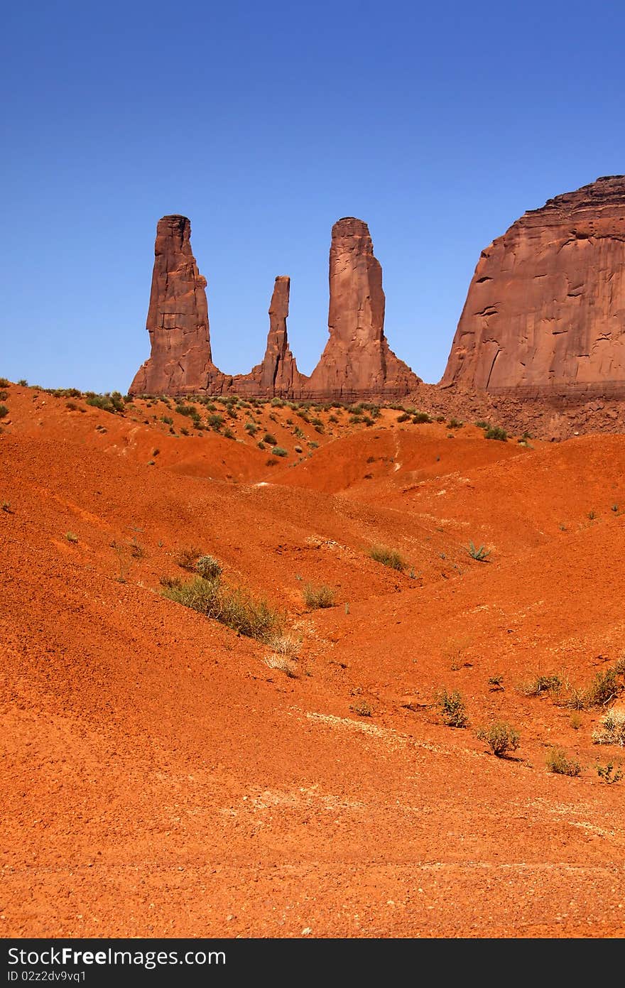 Desert scene in monument valley near Arizona and Utah border