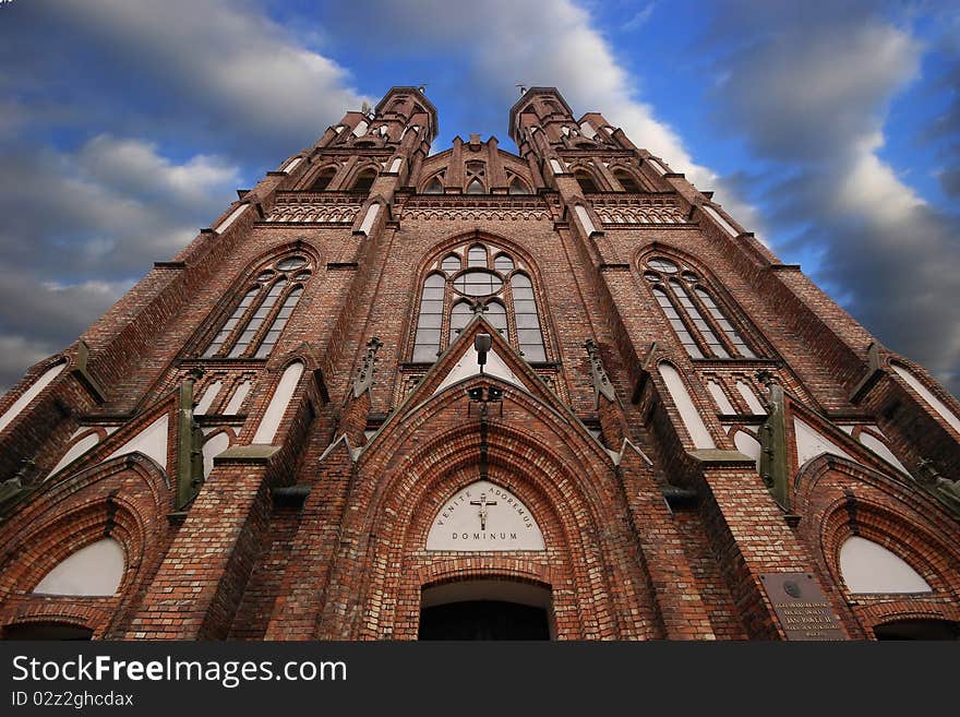 The neo-Gothic Roman Catholic Church relating to the sky. The neo-Gothic Roman Catholic Church relating to the sky