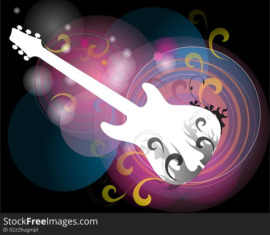Abstract vector background with guitar. Abstract vector background with guitar