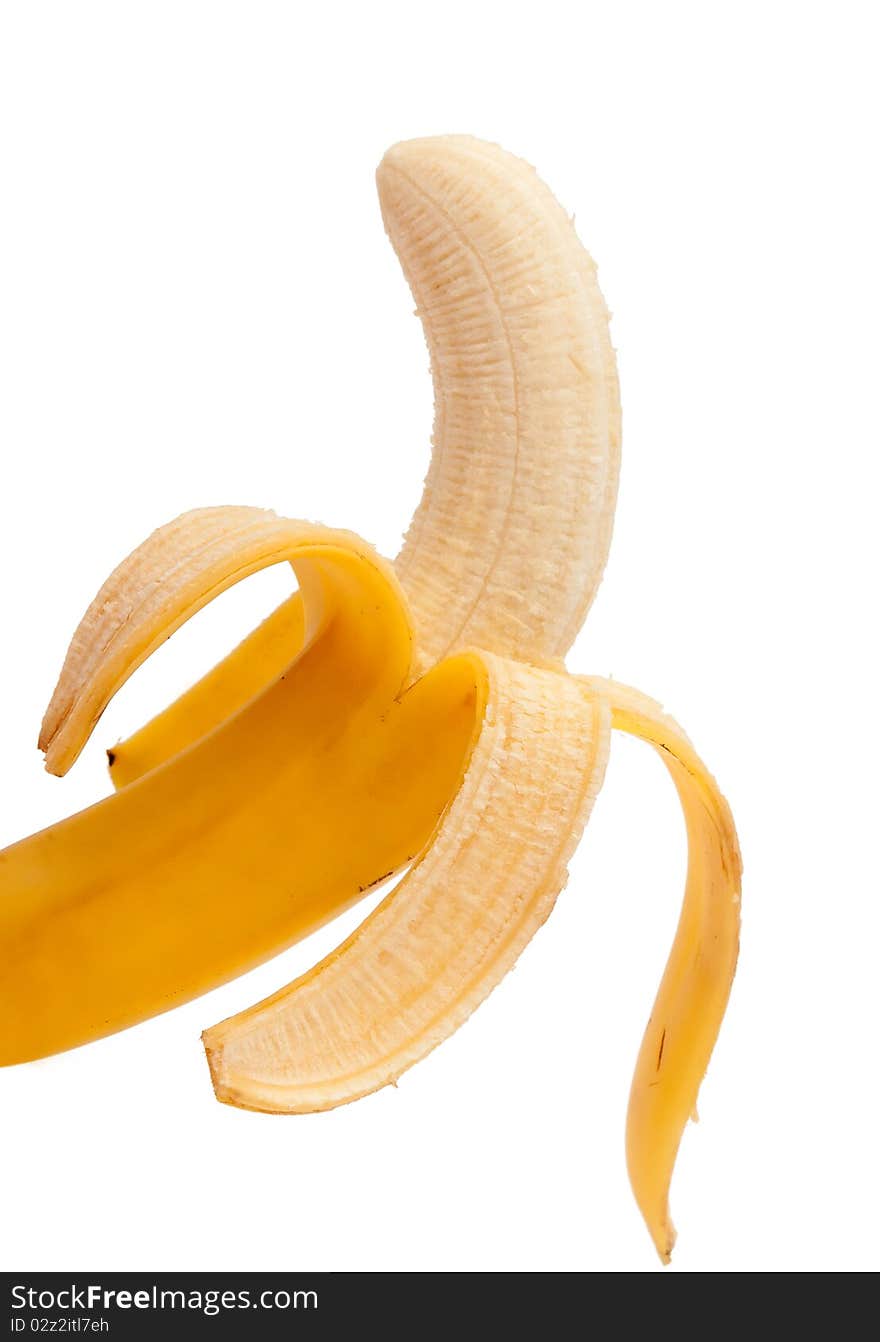 Purified banana against the white background. Purified banana against the white background.