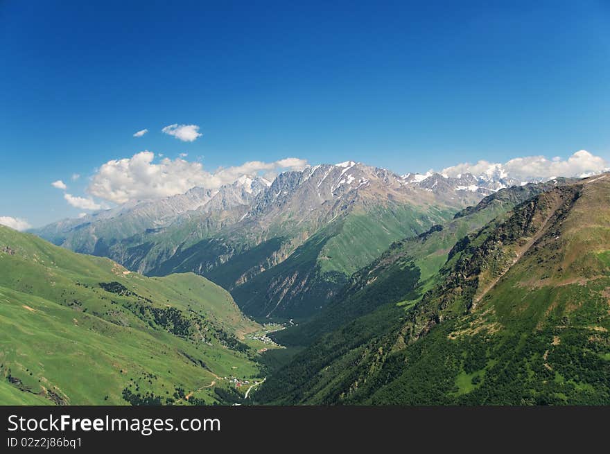 Mountain valley in mountains of the North Caucasus. Russia