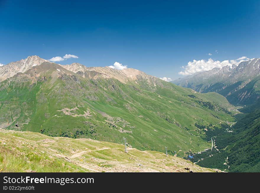 Mountain valley in mountains of the North Caucasus. Russia