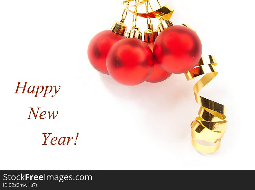 Red christmas balls isolated on the white background