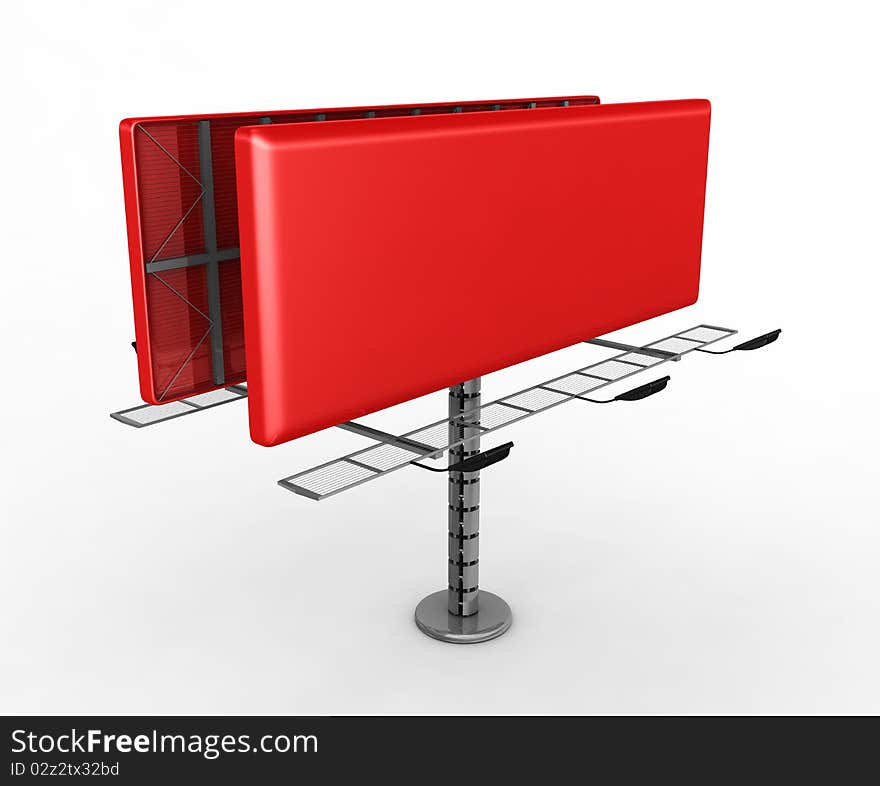 Red billboard with place for your text - 3d render