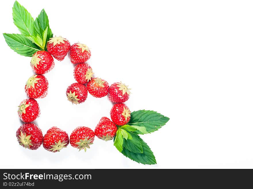 Strawberry heart isolated on white background. Strawberry heart isolated on white background