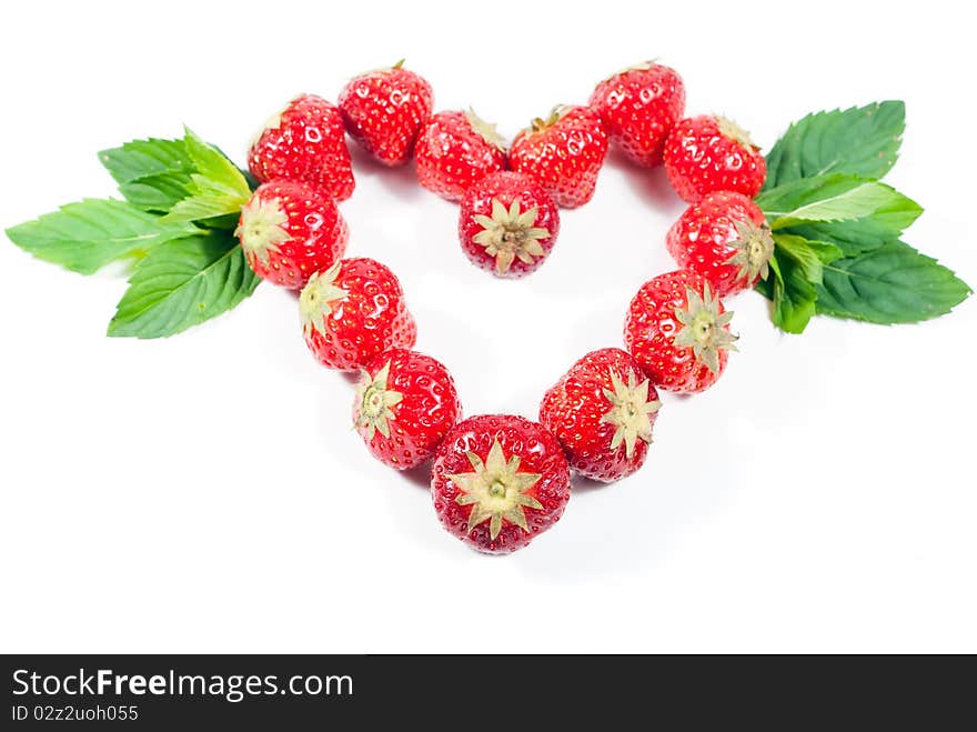 Strawberry heart isolated on white background. Strawberry heart isolated on white background