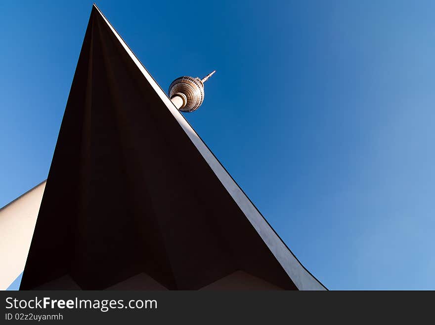 Television tower against a blue sky V3