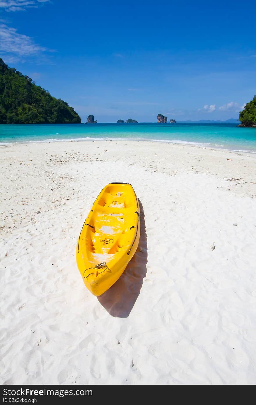 Canoe on the beautiful beach. Canoe on the beautiful beach