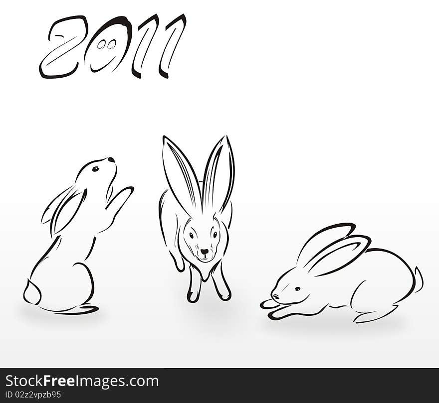 Silhouette of rabbit. simbol of 2011 year. Silhouette of rabbit. simbol of 2011 year