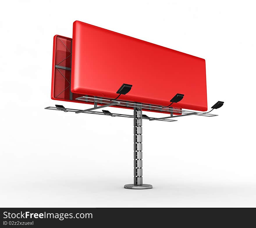 Red billboard with place for your text - 3d render