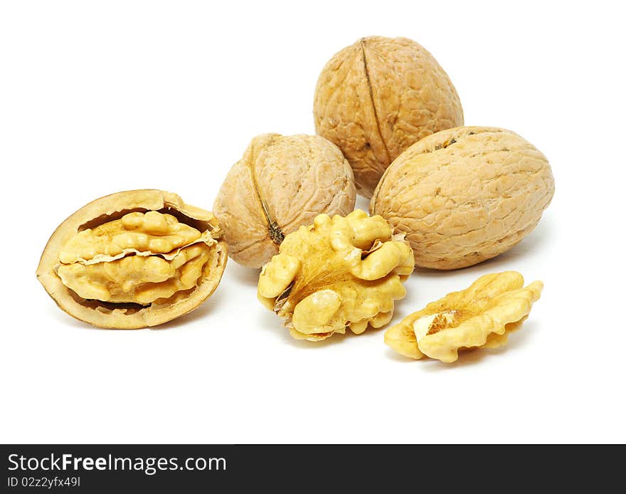 Fresh walnuts isolated on a white background