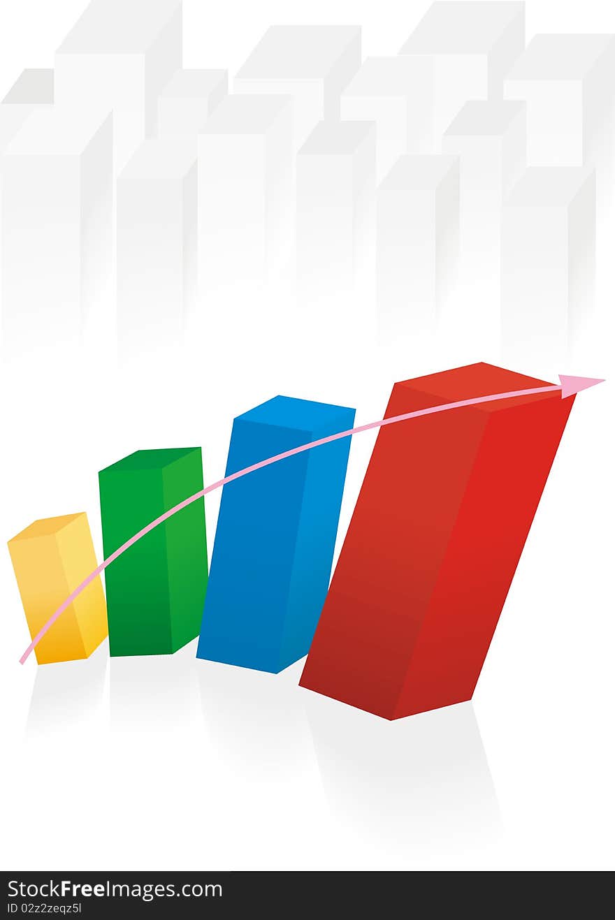 View of bar graph form the distribution  on a background of ground bars. View of bar graph form the distribution  on a background of ground bars