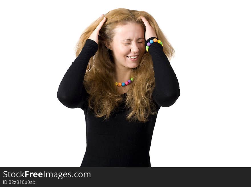 Laughing girl isolated on white background