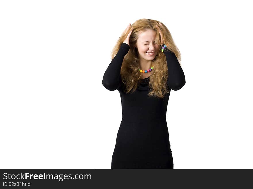 Laughing girl a studio shot