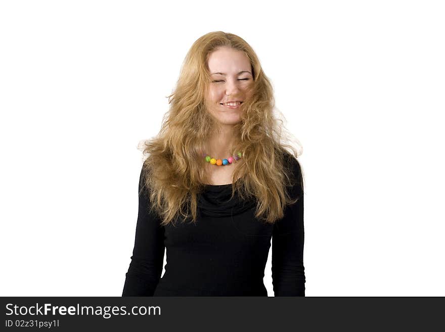 Happy girl with waving hair