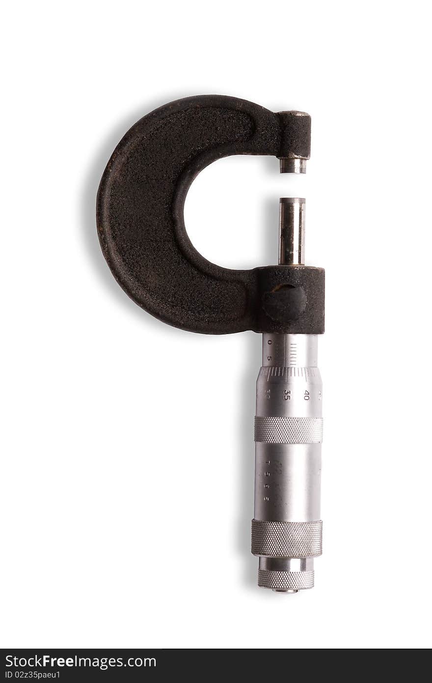 Micrometer isolated in the white with light (esy removed) shadow.