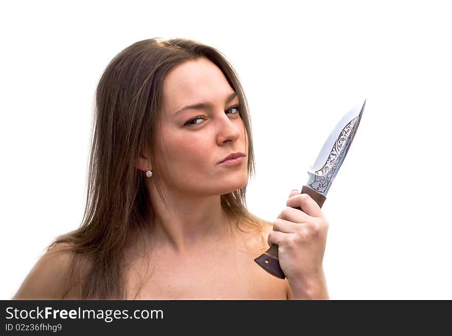 Woman with a hunting knife