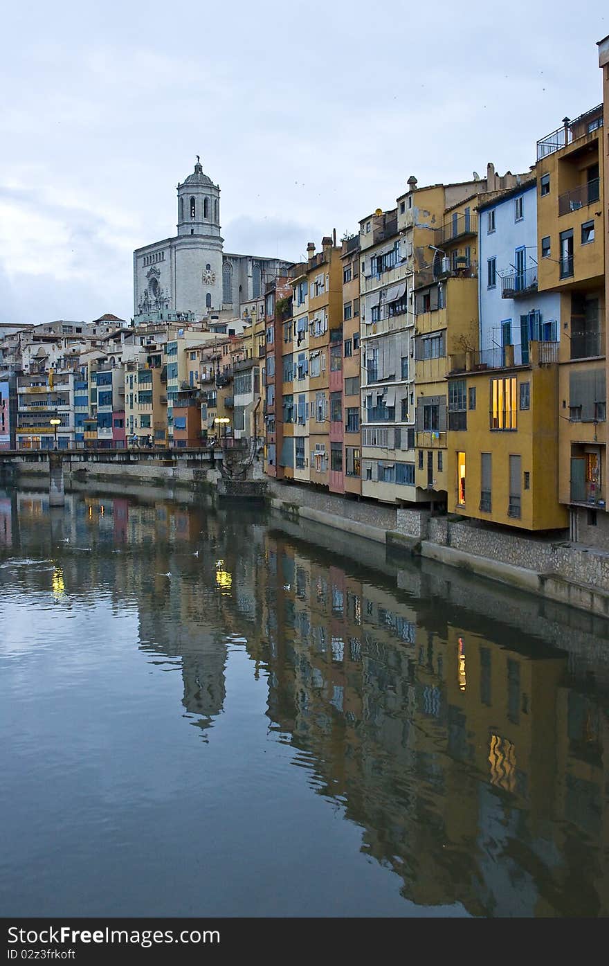 Photo toke in Girona, Spain, on one of several bridges on the river that cros the city. Photo toke in Girona, Spain, on one of several bridges on the river that cros the city.