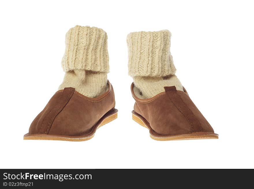 Isolated Brown Comfortable Slippers