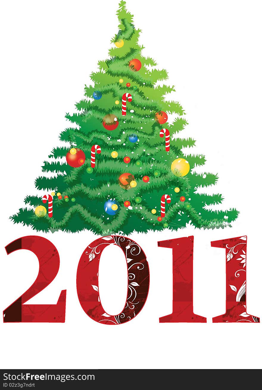 2011 new year tree on white background