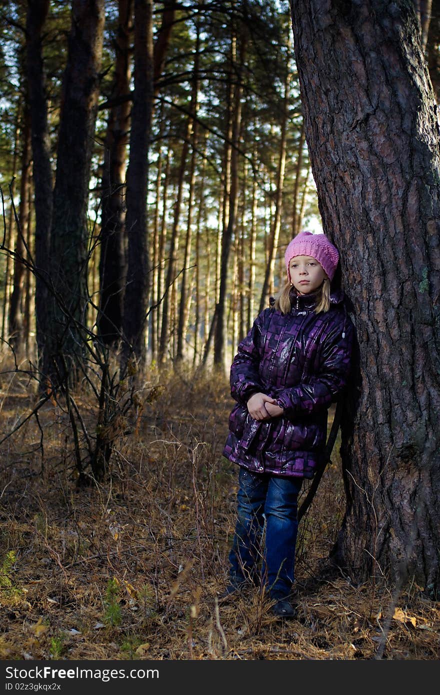 The girl in an autumn wood