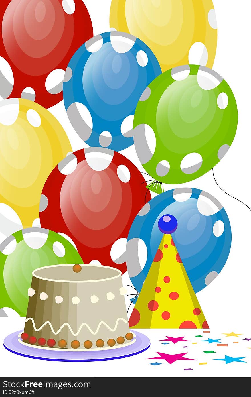 Vector illustration of birthday balloons with white spots. Vector illustration of birthday balloons with white spots