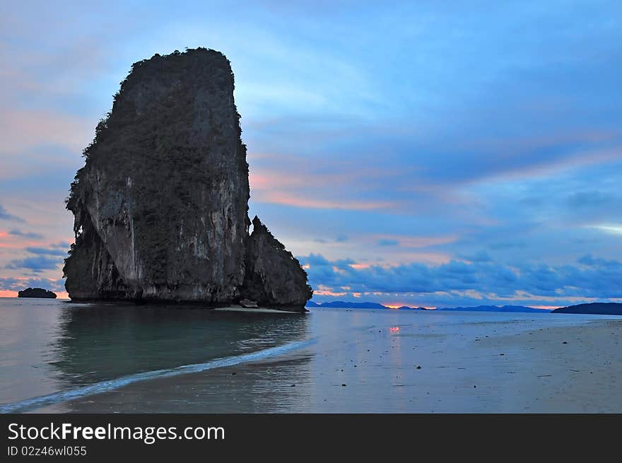 Sunset Behind The Island Of Krabi