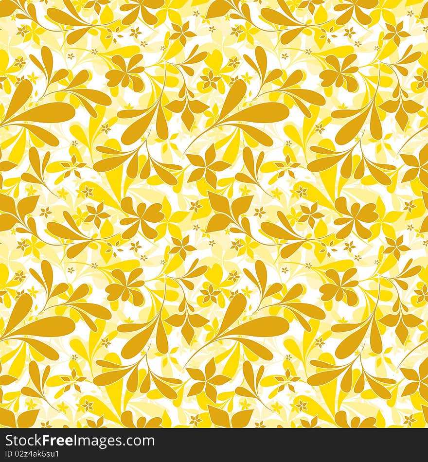 Seamless art yellow plant wallpaper. Seamless art yellow plant wallpaper