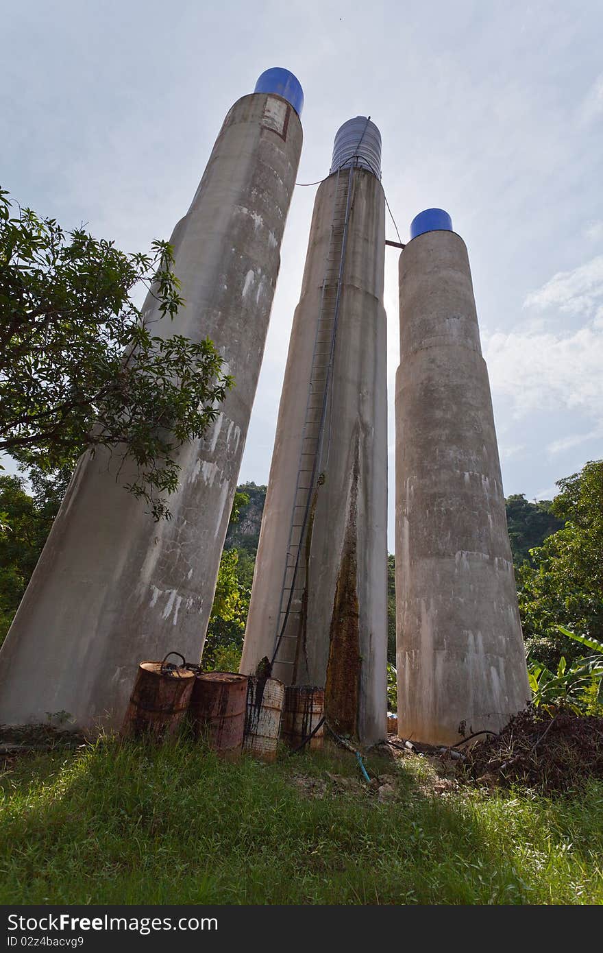 3 high water concrete tanks. 3 high water concrete tanks