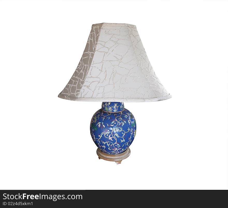 Table Lamp Blue Floral With White Shade