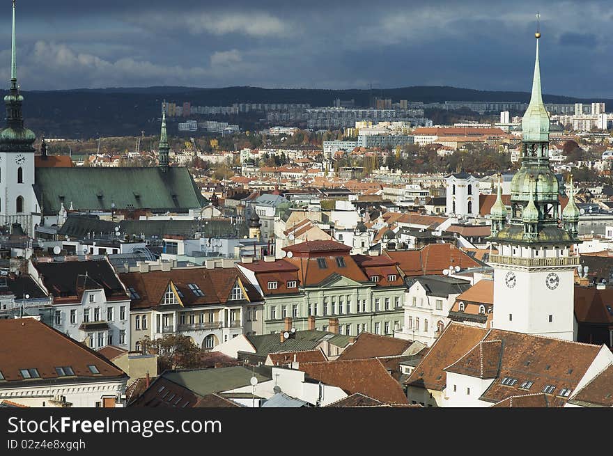 Brno skyline view from the Cathedral, Czech Republic