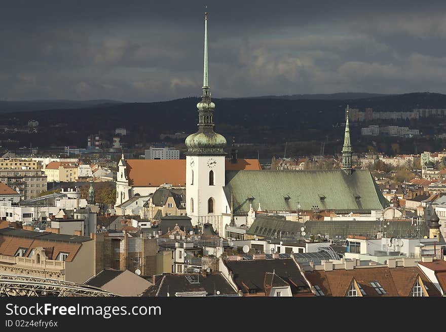 Brno skyline view from the Cathedral, Czech Republic