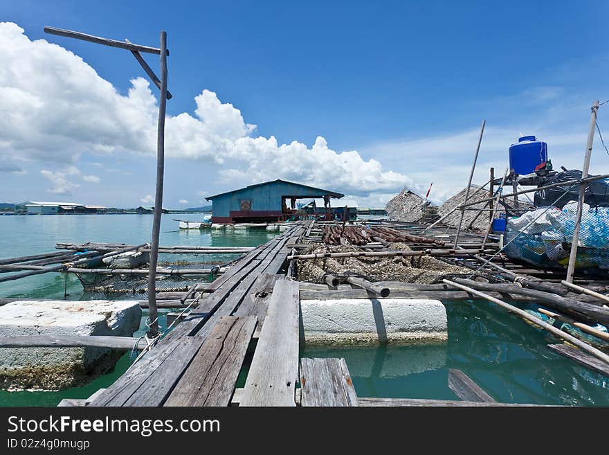 Floating house in the sea