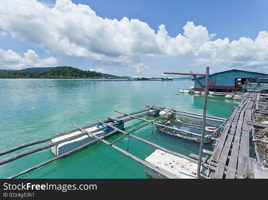 Floating house in the sea