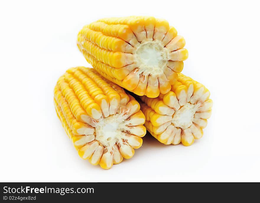 Three pieces of ripe maize. Three pieces of ripe maize