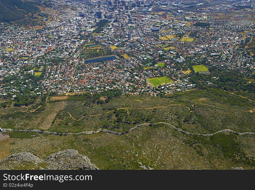 Aerial view of City of Cape Town in South Africa