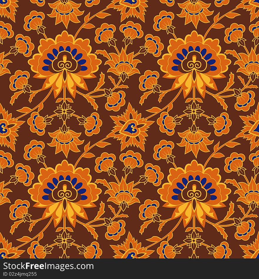 Brown wallpaper pattern in vintage style with floral elements. Brown wallpaper pattern in vintage style with floral elements.