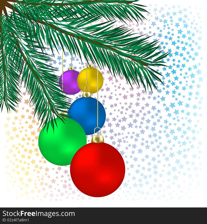 Christmas Background Colored Balls With Tree