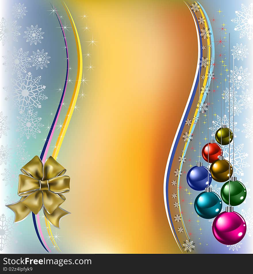 Christmas Greeting Colored Balls With Gold Bow