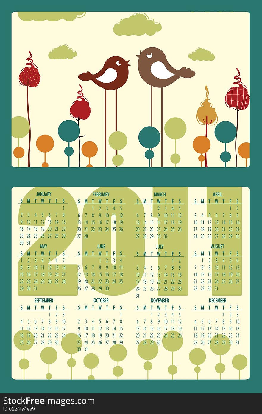 Vector Illustration of colorful style design Calendar for 2011