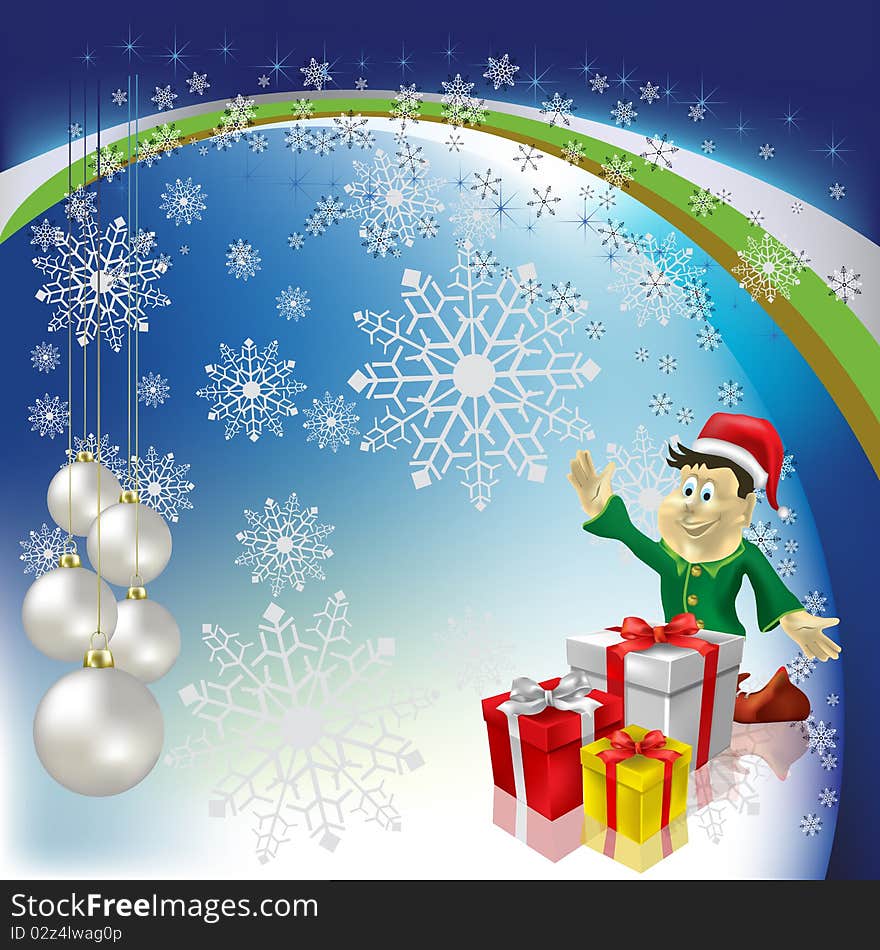 Christmas greeting dwarf with gifts