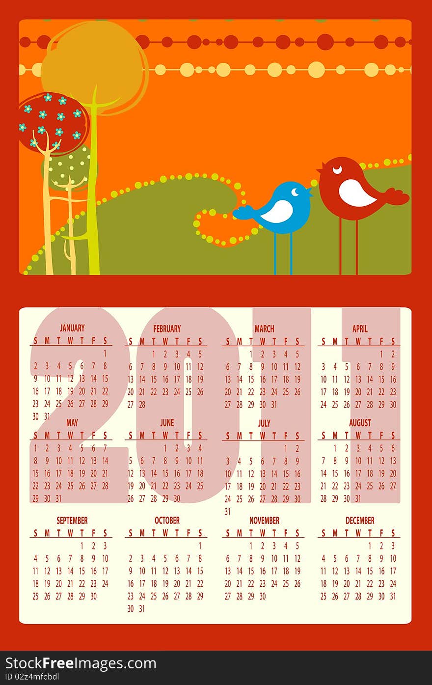 Vector Illustration of colorful style design Calendar for 2011