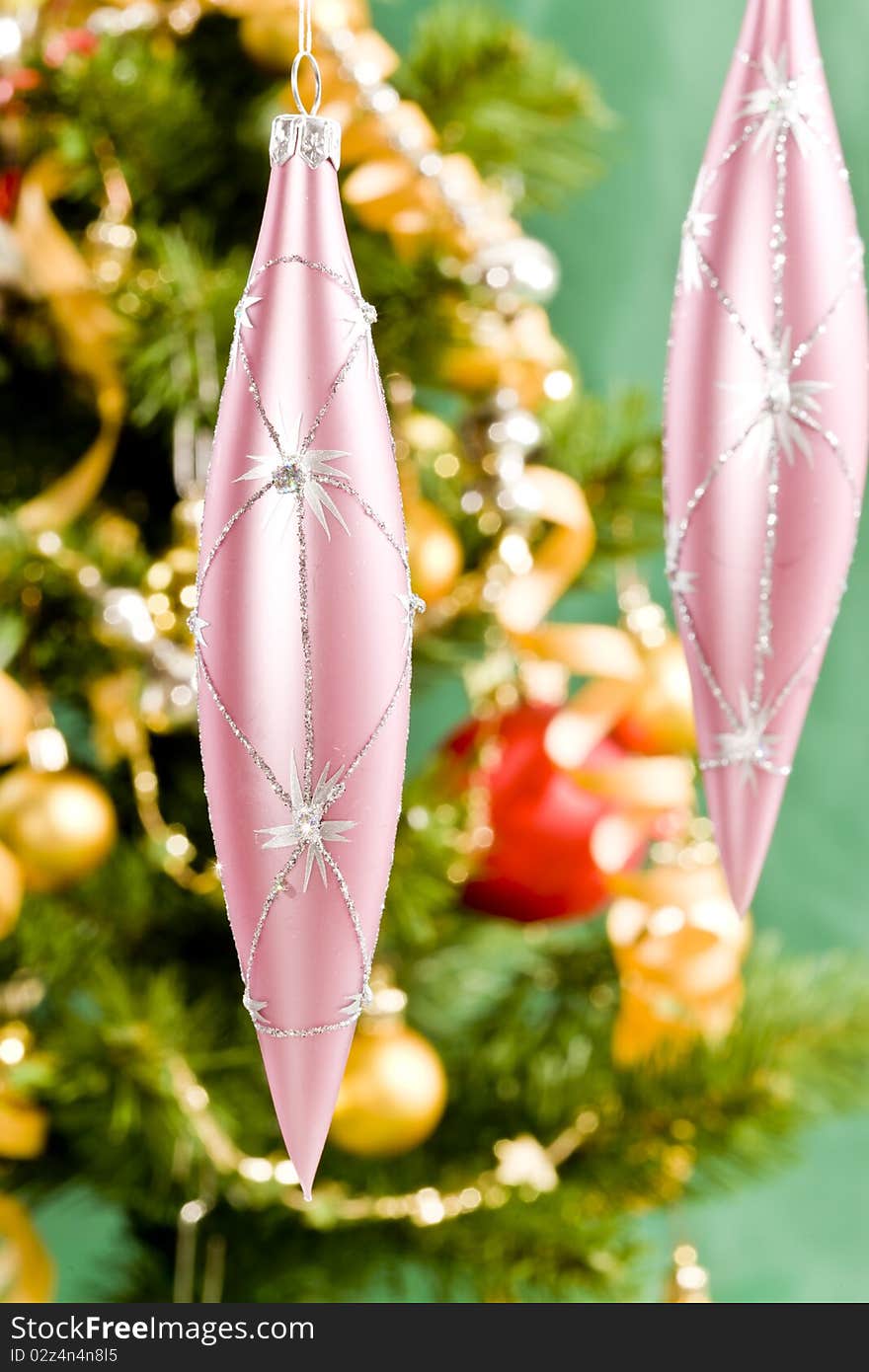 Holiday series: christmas pink icicle shaped ball decoration. Holiday series: christmas pink icicle shaped ball decoration