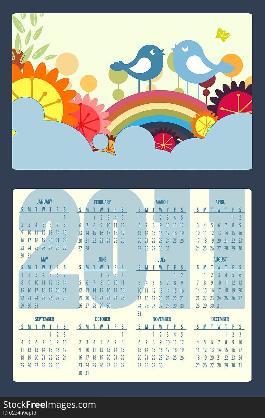 Vector Illustration of colorful style design Calendar for 2011