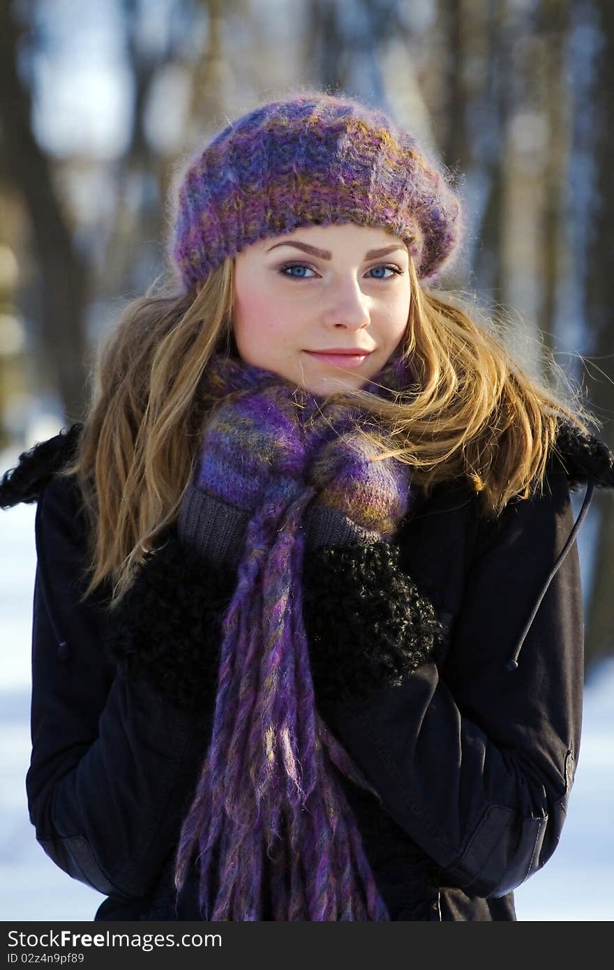 Portrait of cute girl in winter